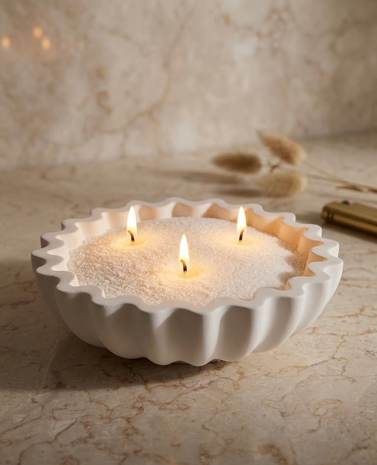 BELIEVE CANDLE Scalloped Candle Bowl