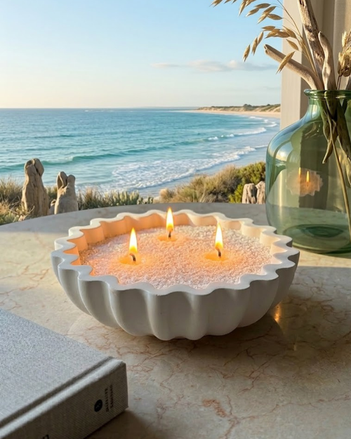 BELIEVE CANDLE Scalloped Candle Bowl