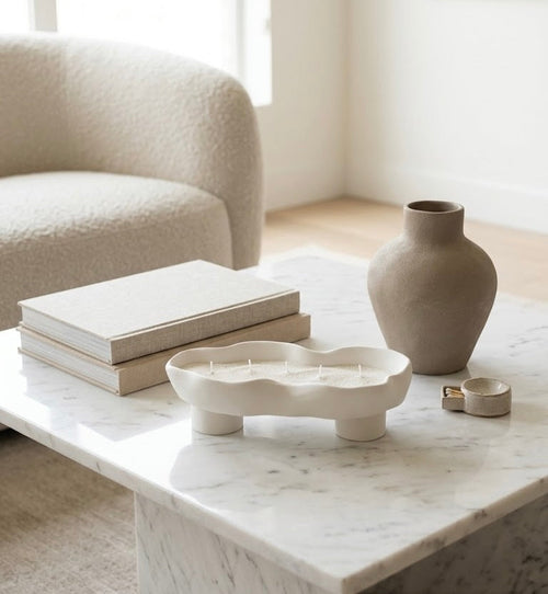 BELIEVE CANDLE Scalloped Candle Tray