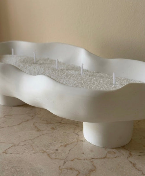 BELIEVE CANDLE Scalloped Candle Tray