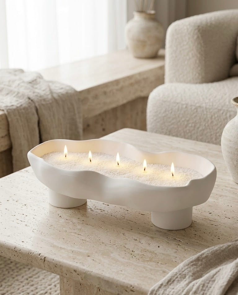 BELIEVE CANDLE Scalloped Candle Tray