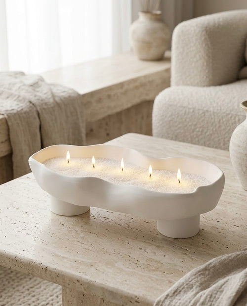 BELIEVE CANDLE Scalloped Candle Tray