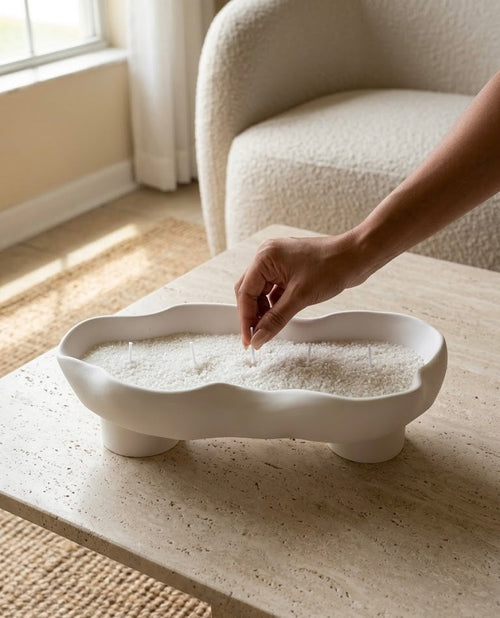 BELIEVE CANDLE Scalloped Candle Tray