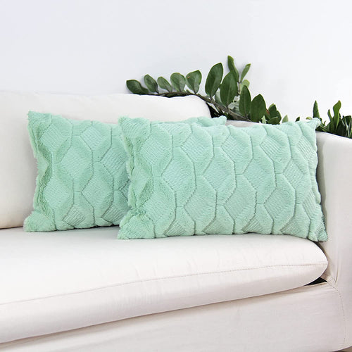 FANCY & STANCY Rectangular Lumbar Plush Throw Pillow Covers, Pack of 2 Luxury Soft Pillowcases, Solid Colors,12x20 inches pack of 2 throw pillows covers