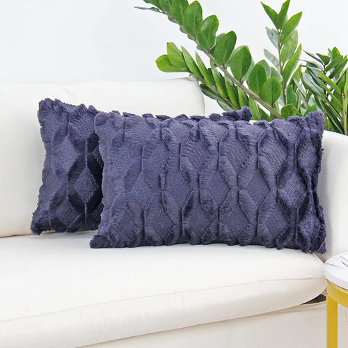 FANCY & STANCY Rectangular Lumbar Plush Throw Pillow Covers, Pack of 2 Luxury Soft Pillowcases, Solid Colors,12x20 inches pack of 2 throw pillows covers