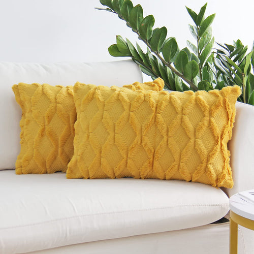 FANCY & STANCY Rectangular Lumbar Plush Throw Pillow Covers, Pack of 2 Luxury Soft Pillowcases, Solid Colors,12x20 inches pack of 2 throw pillows covers