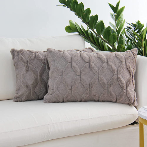FANCY & STANCY Rectangular Lumbar Plush Throw Pillow Covers, Pack of 2 Luxury Soft Pillowcases, Solid Colors,12x20 inches pack of 2 throw pillows covers