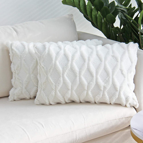 FANCY & STANCY Rectangular Lumbar Plush Throw Pillow Covers, Pack of 2 Luxury Soft Pillowcases, Solid Colors,12x20 inches pack of 2 throw pillows covers