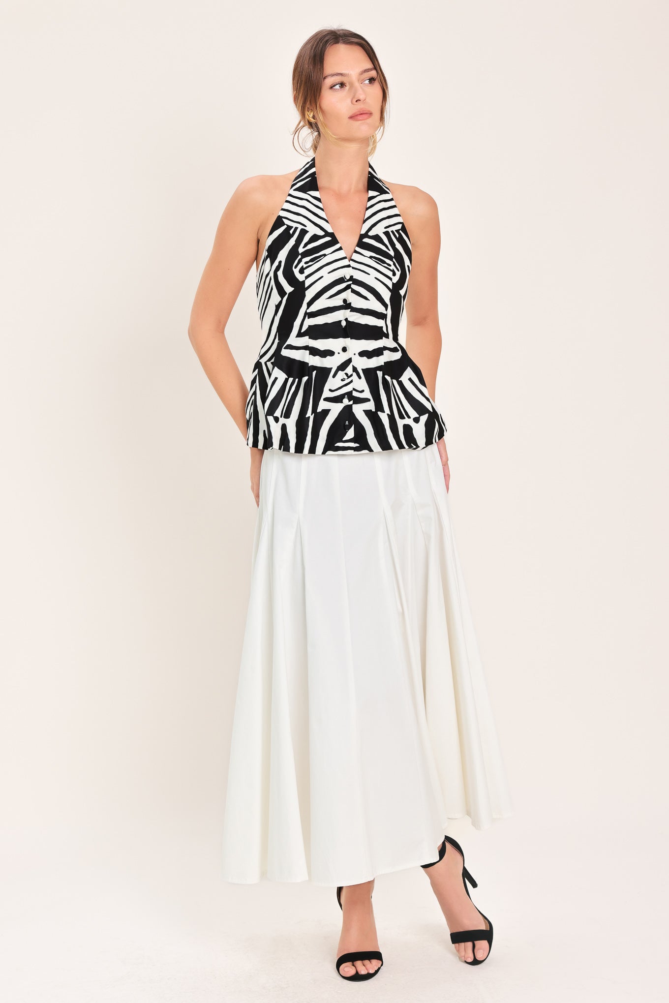 FLYING TOMATO Women's Printed Backless Halter Summer Top