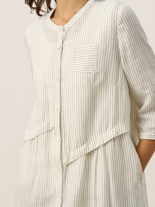 Linen-Lyocell Deconstructed Asymmetric Front Pleat Mini Dress EULALIE