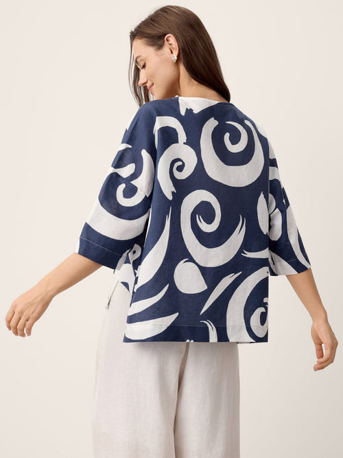 Linen Layered Asymmetric Top NOREEN