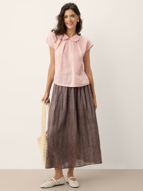 Lyocell Textured Pleated Waist Skirt ROSAMUND