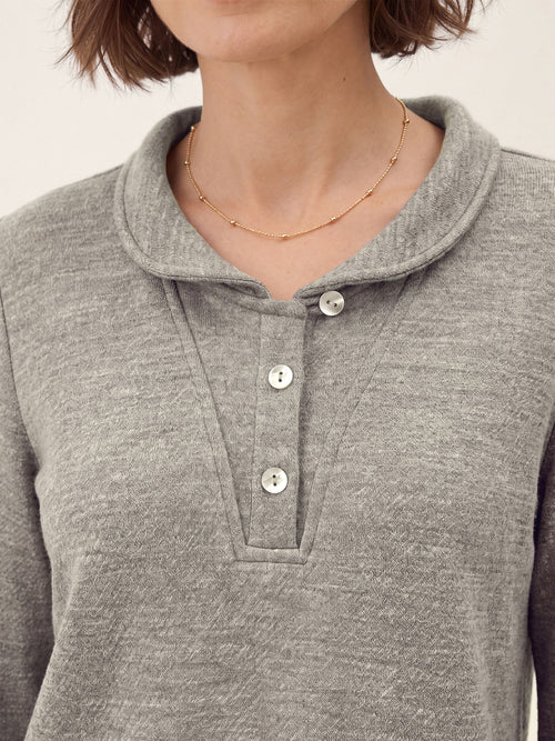 Lyocell Wool Peter Pan Collar Shell Button Knit Top ELIANE