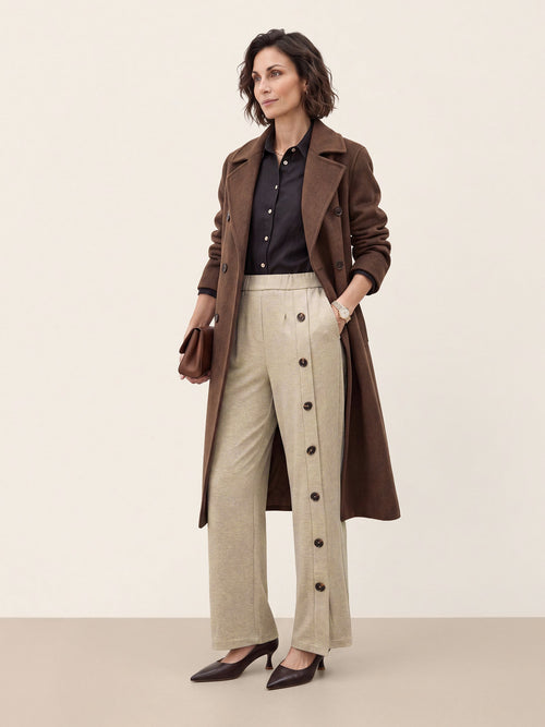 Lyocell Wool Side Button Wide Leg Knit Pants MAREN