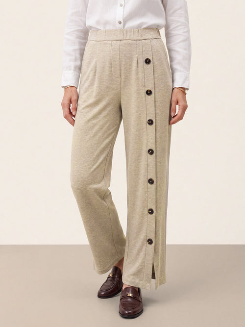 Lyocell Wool Side Button Wide Leg Knit Pants MAREN