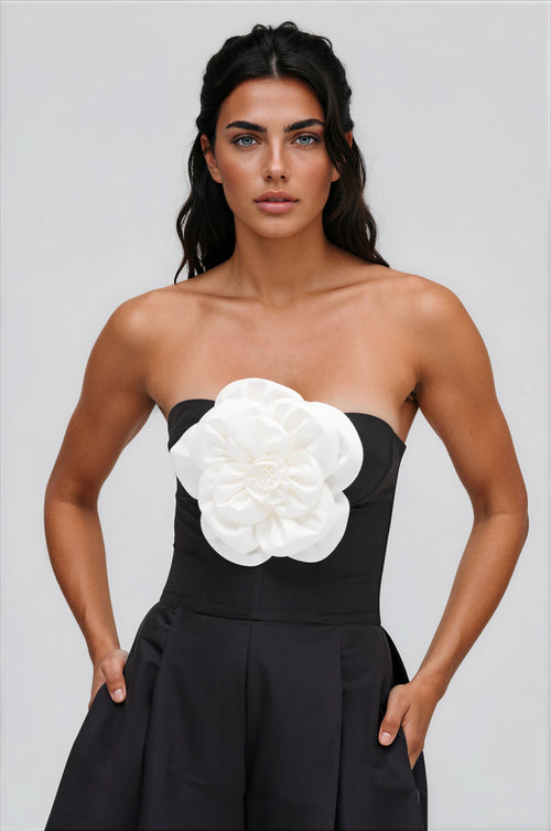 Taffeta Bloom Jumpsuit – Black (Final Sale)