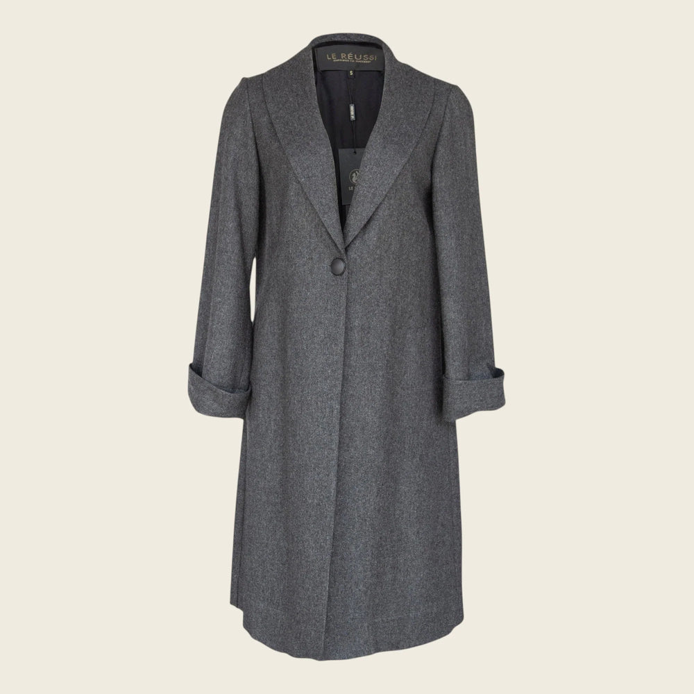 Worsted Flannel Long Trench Coat Gray Women’s Elegant Outerwear