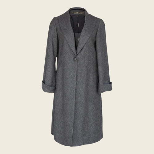 Worsted Flannel Long Trench Coat Gray Women’s Elegant Outerwear