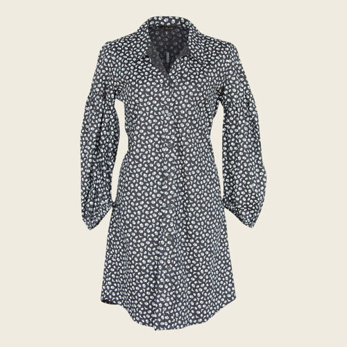 Black Floral Dress in Italian Cotton – Elegant Summer Dress