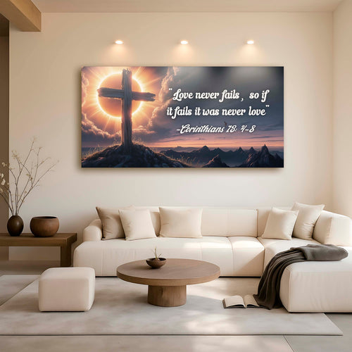 Corinthians 13:4-8 - Love Never Fails Faith Sign