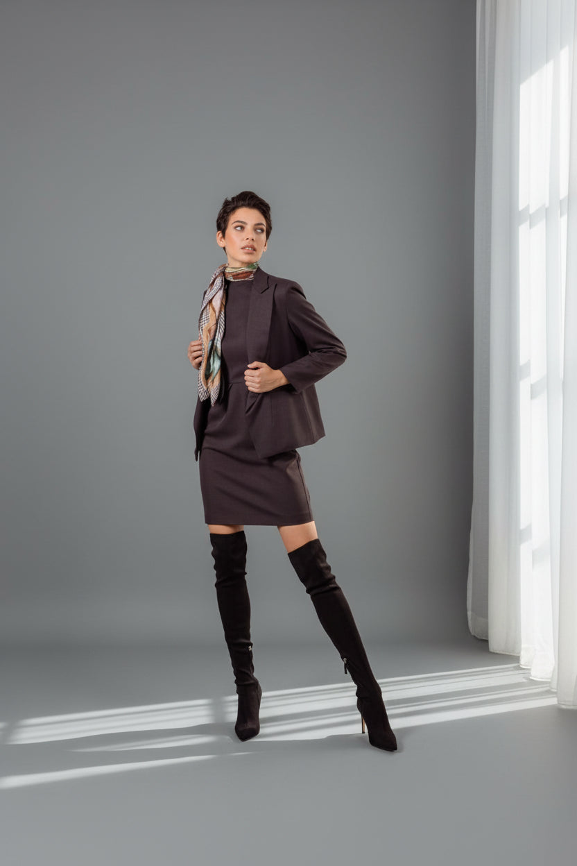 Luxe Charcoal Blazer – Women’s Tailored Office Jacket