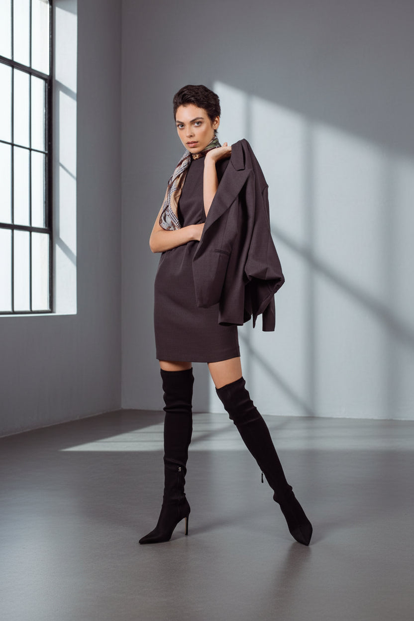 Luxe Charcoal Blazer – Women’s Tailored Office Jacket