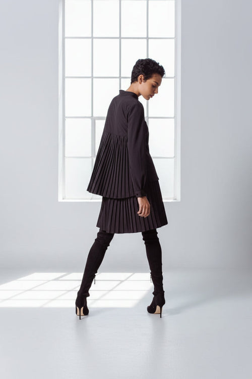 Stylish Pleated Blouse in Black – Women’s Elegant Top
