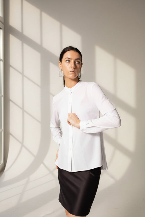 Stylish Pleated Blouse in White – Women’s Elegant Top