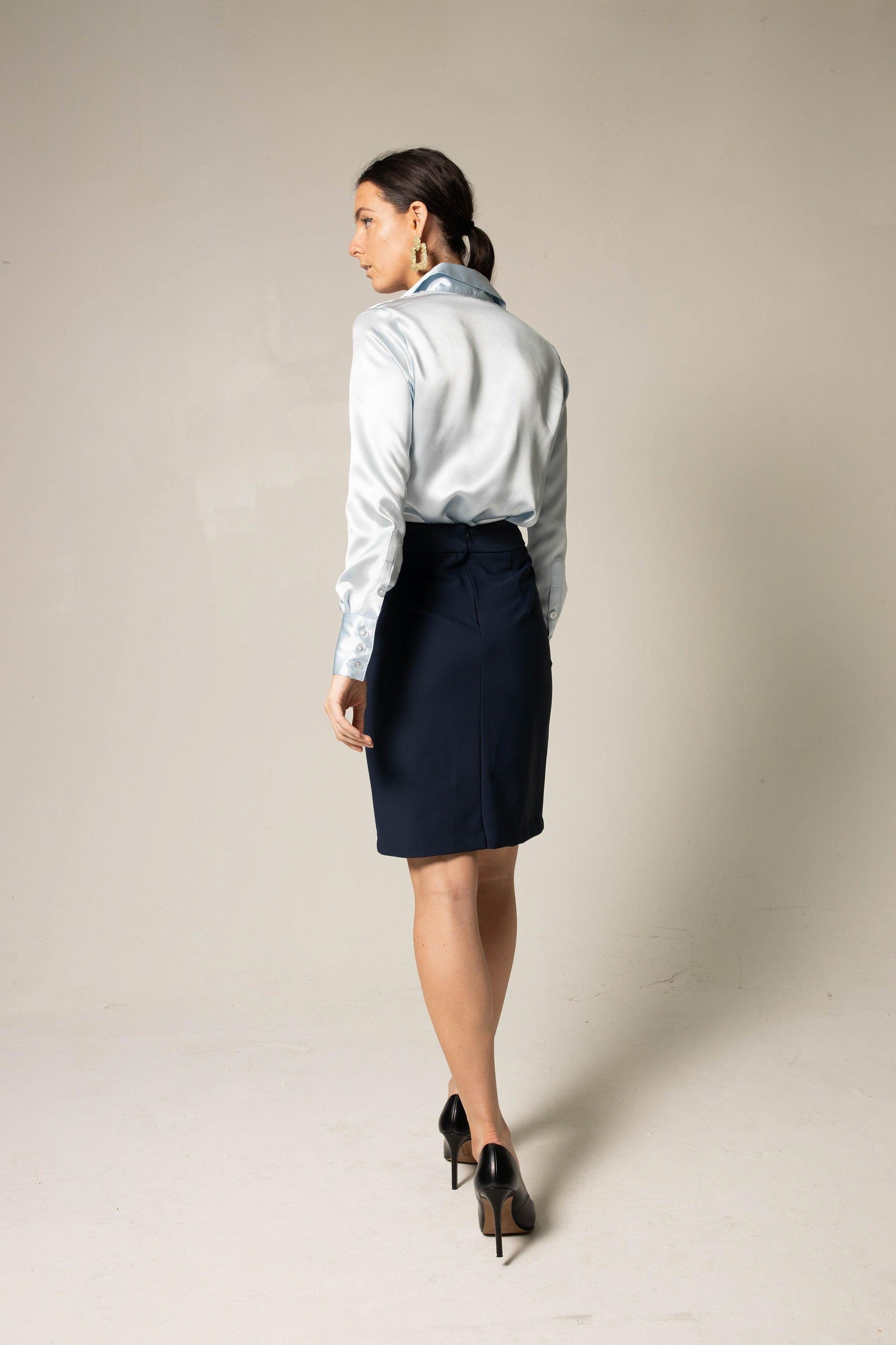 Luxe Silk Blouse in Blue – Luxurious Women’s Silk Top
