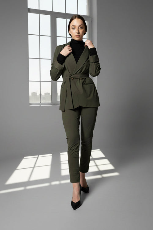 Women's Olive Blazer with Front Buttons – Tailored Blazer for Women