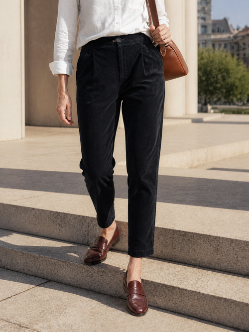 Cotton Elastic Waist Tapered Pants NIKKI