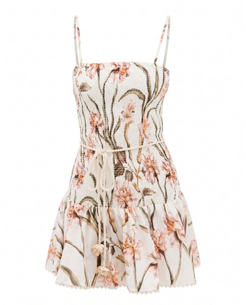 Botanic Retro Mini Dress – Off White (Final Sale)