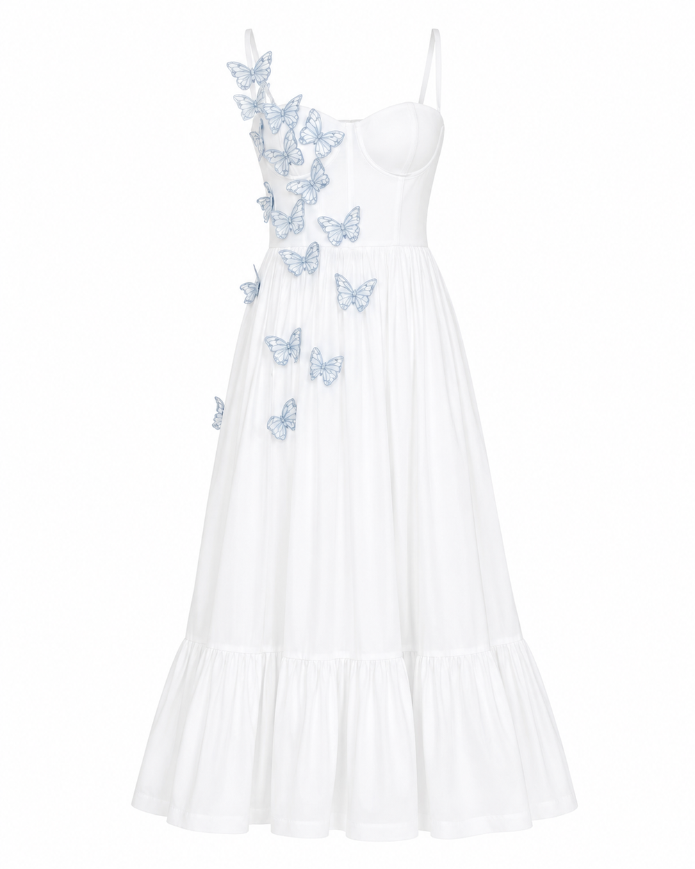 Flutter Poplin Butterfly Midi Dress – Off White (Final Sale)