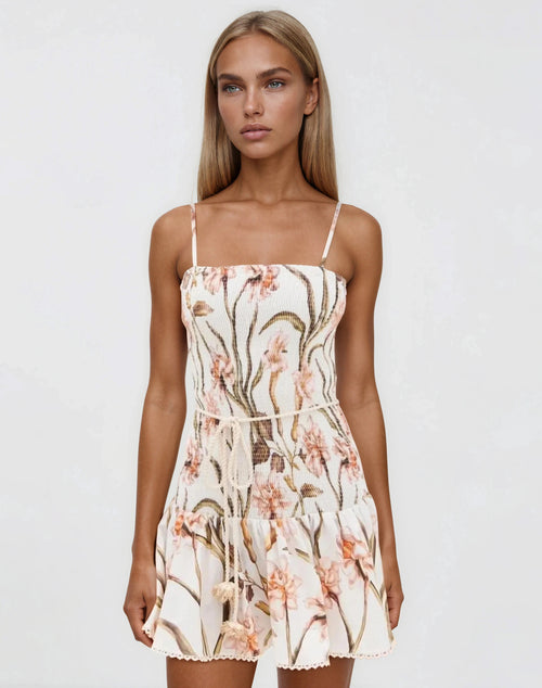 Botanic Retro Mini Dress – Off White (Final Sale)