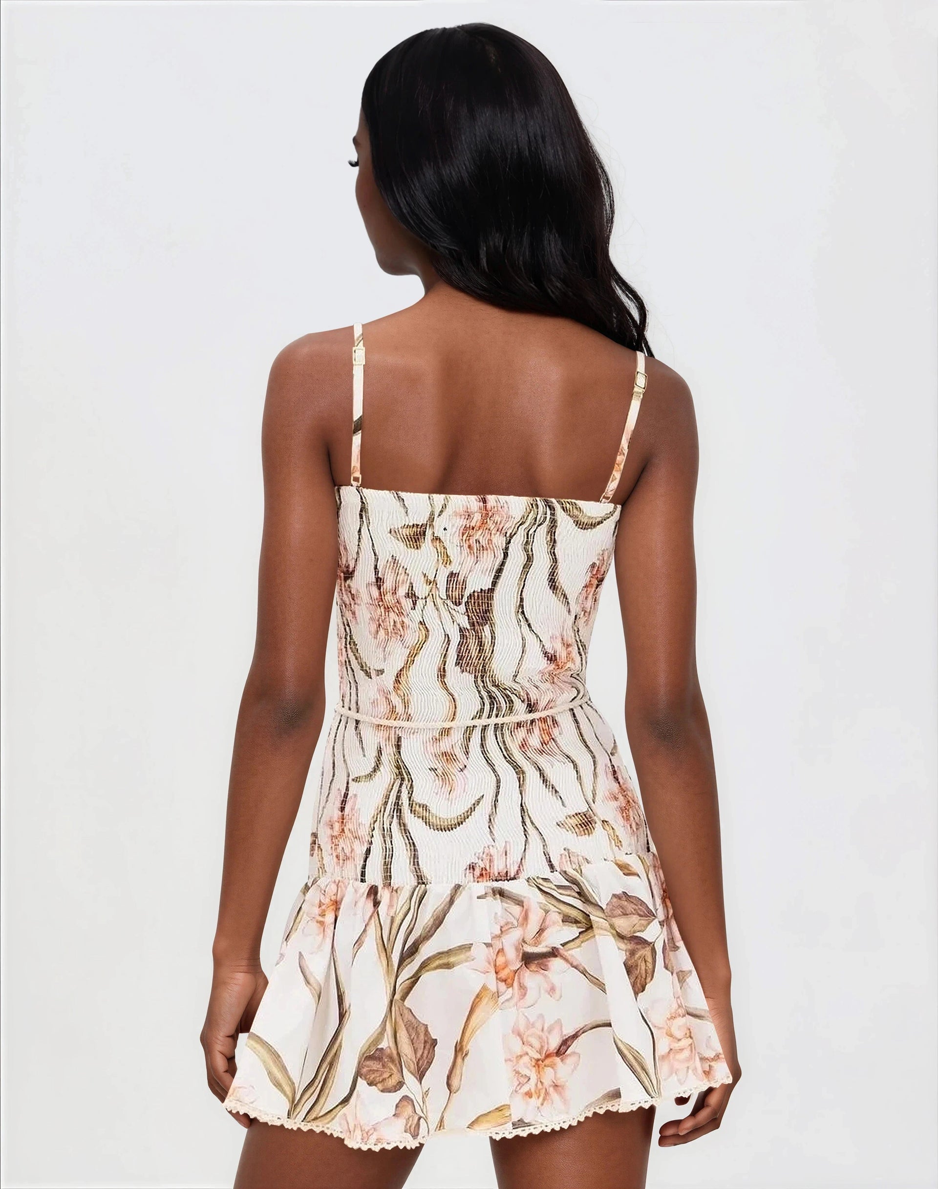 Botanic Retro Mini Dress – Off White (Final Sale)