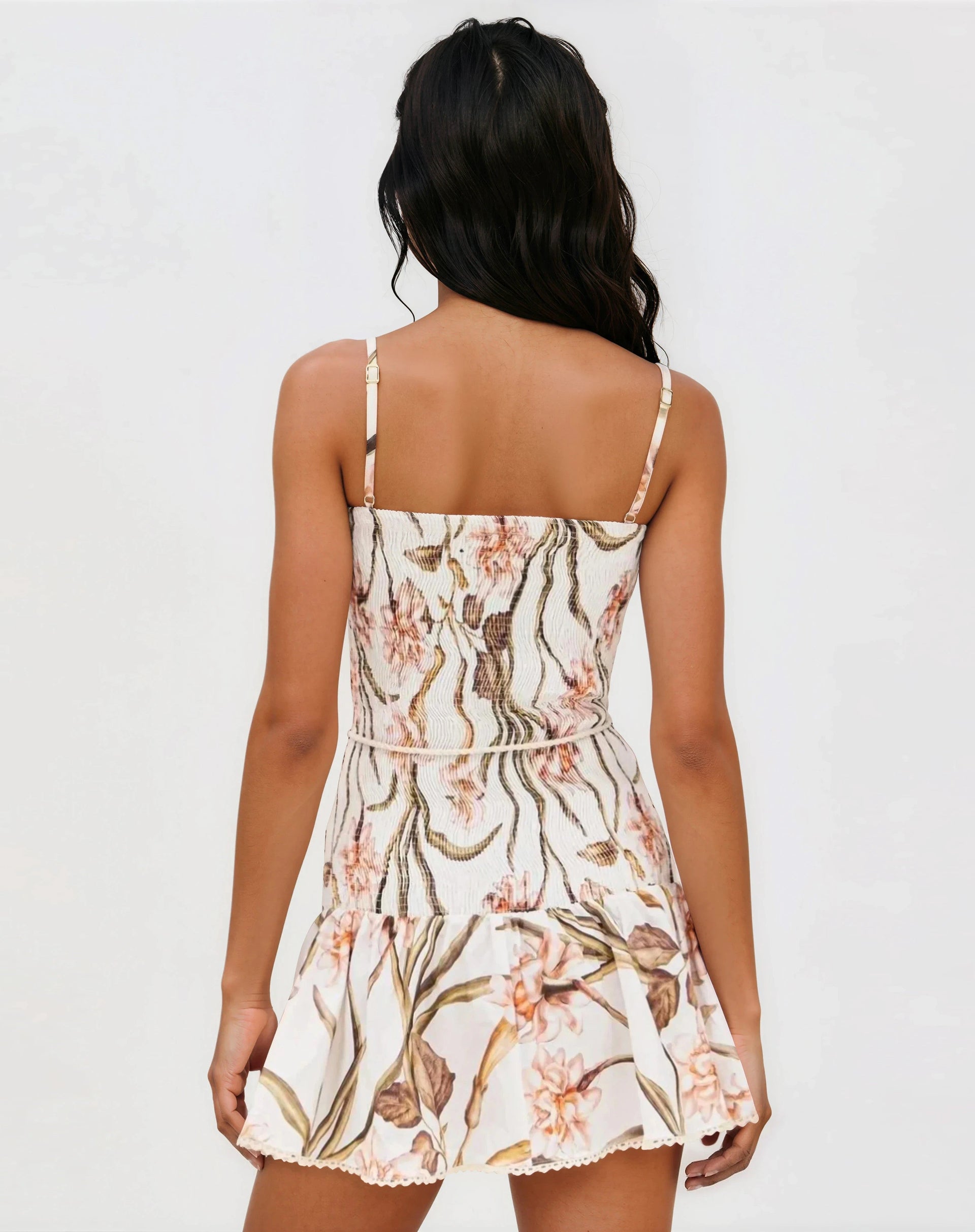 Botanic Retro Mini Dress – Off White (Final Sale)
