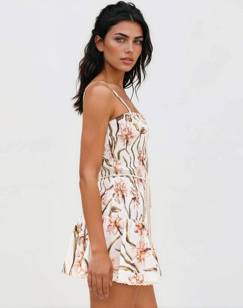 Botanic Retro Mini Dress – Off White (Final Sale)