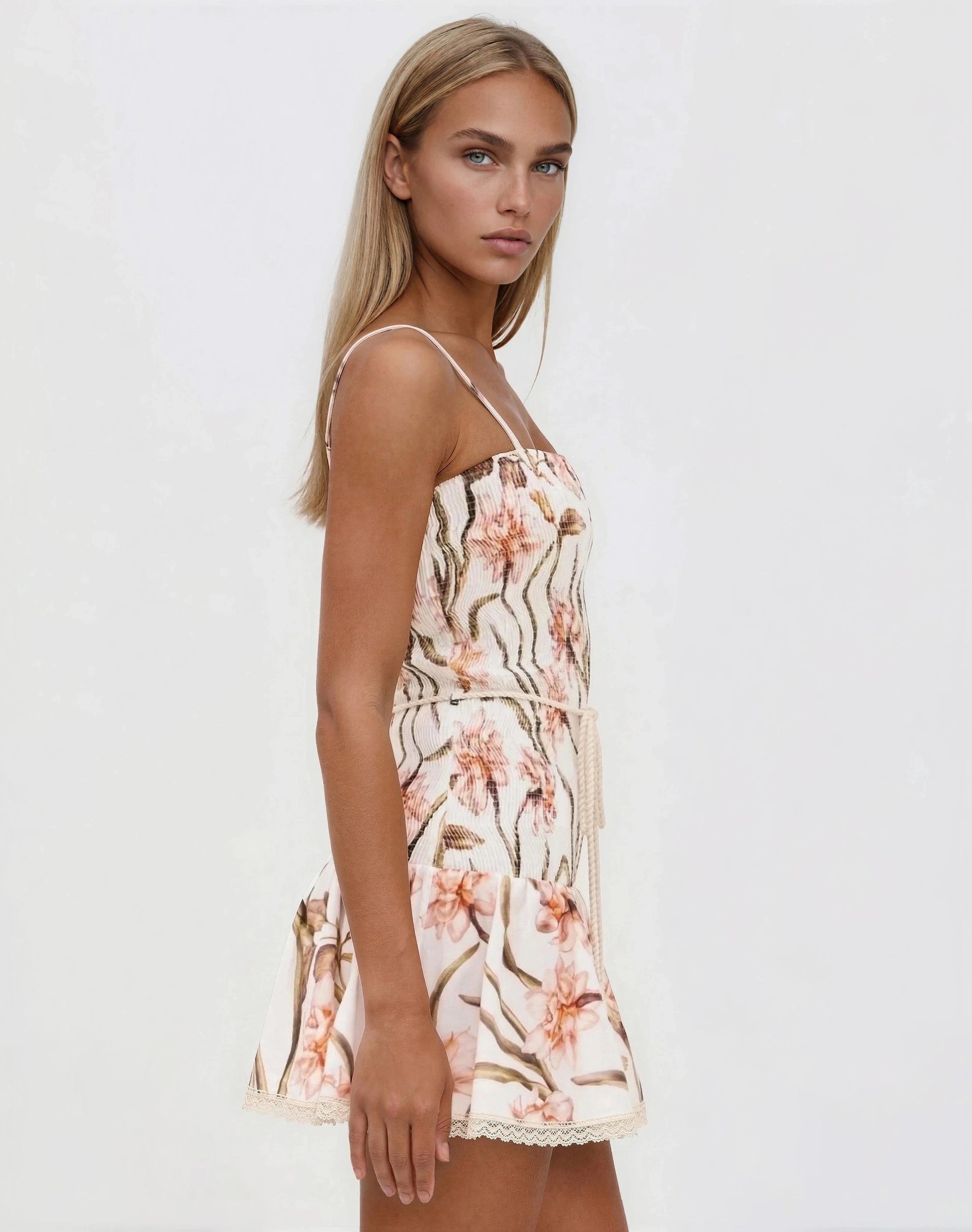 Botanic Retro Mini Dress – Off White (Final Sale)