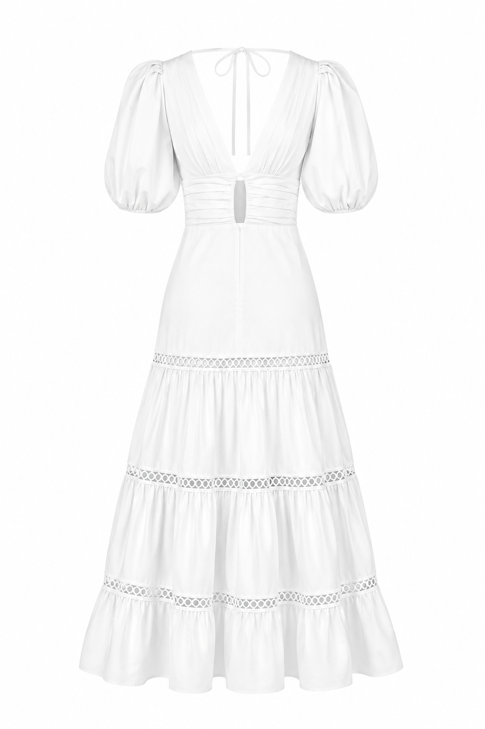Plunge Sleeve Long Dress – White (Final Sale)