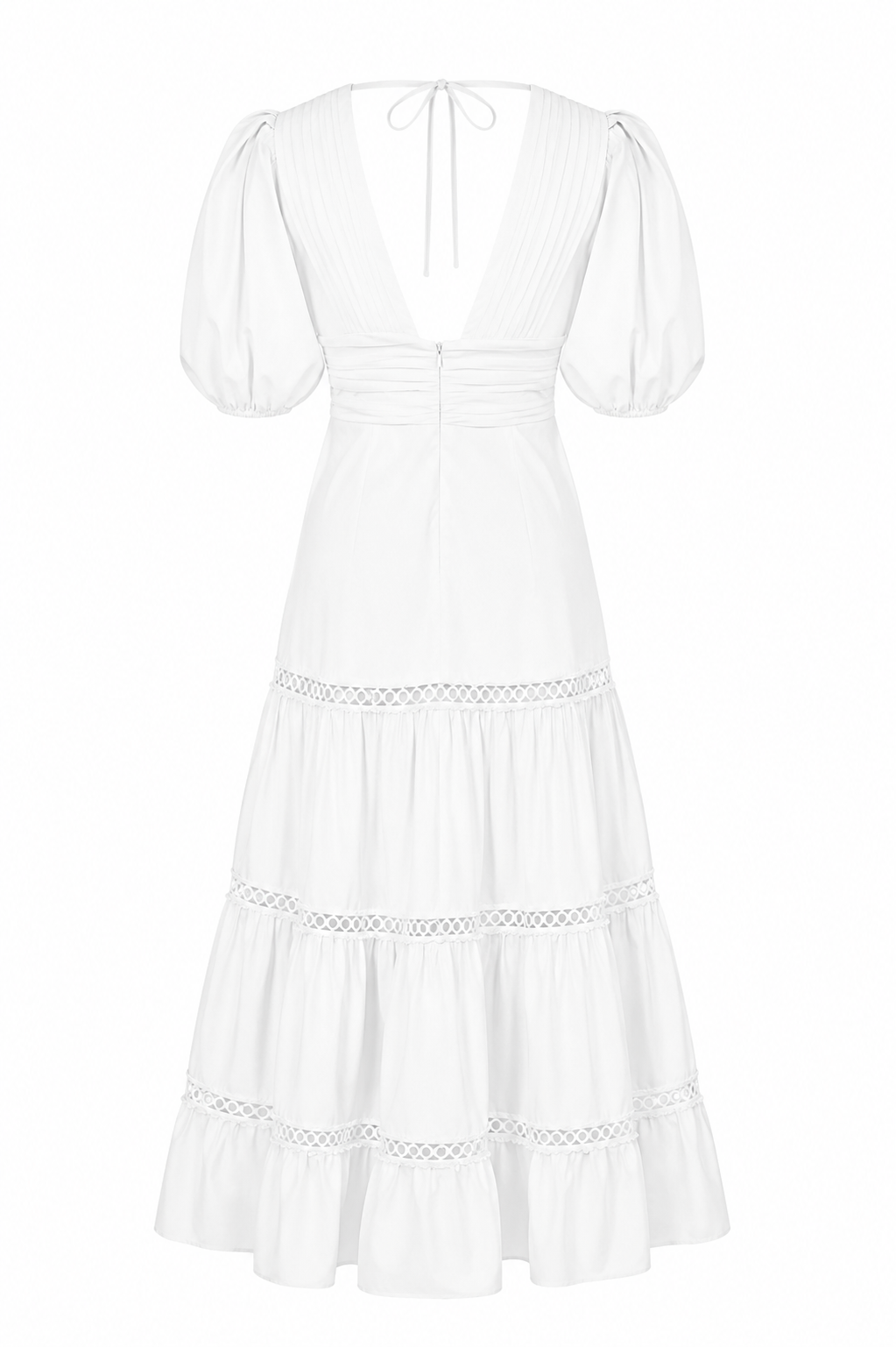 Plunge Sleeve Long Dress – White (Final Sale)