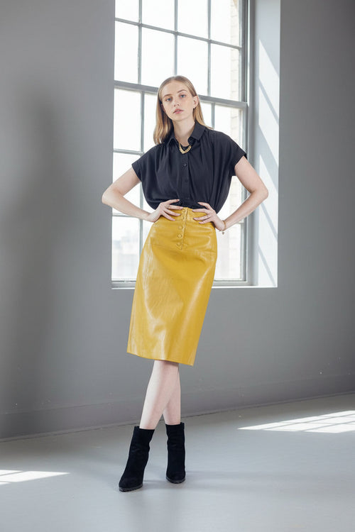 Glossy Vegan Leather Pencil Skirt – Women’s Chic Faux Leather Skirt