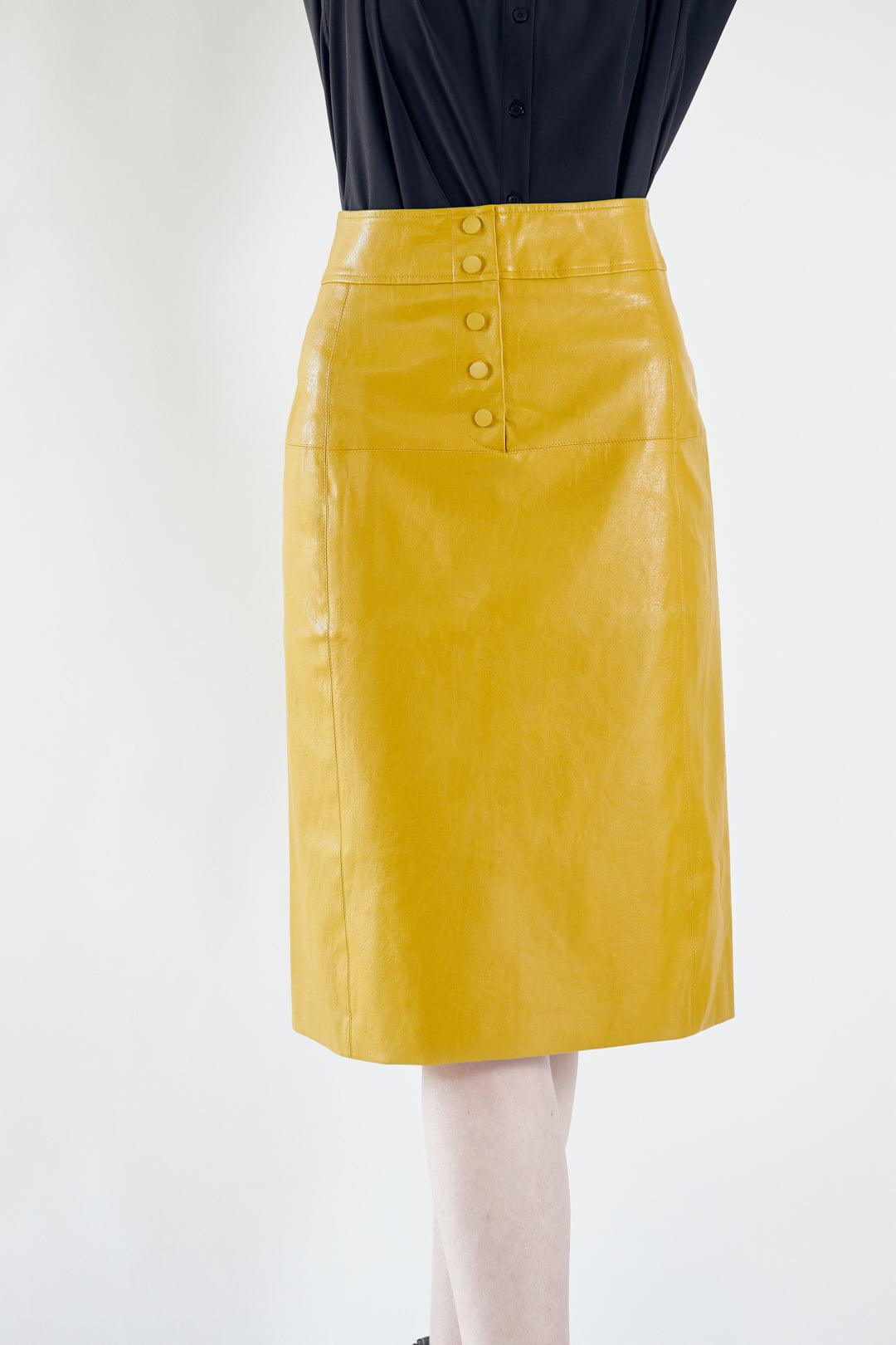 Glossy Vegan Leather Pencil Skirt – Women’s Chic Faux Leather Skirt