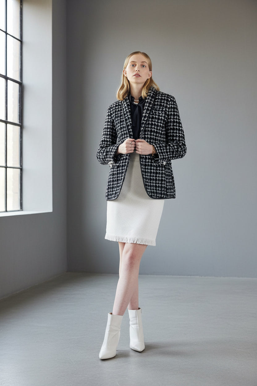Luxe White Mini Tweed Skirt – Women’s Chic Mini Skirt