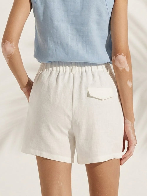 100% Linen Pleated Shorts ELLEN