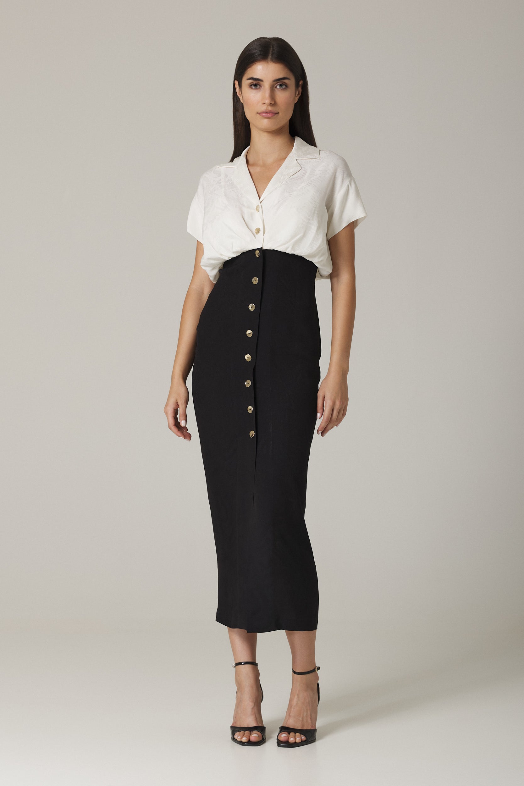 AIDA SHIRT DRESS IN BLACK COMBO