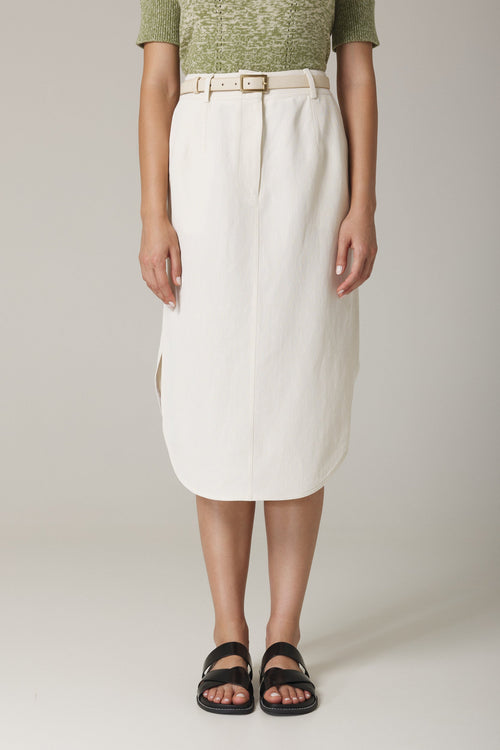 OLIA BELTED PENCIL SKIRT IN SAND