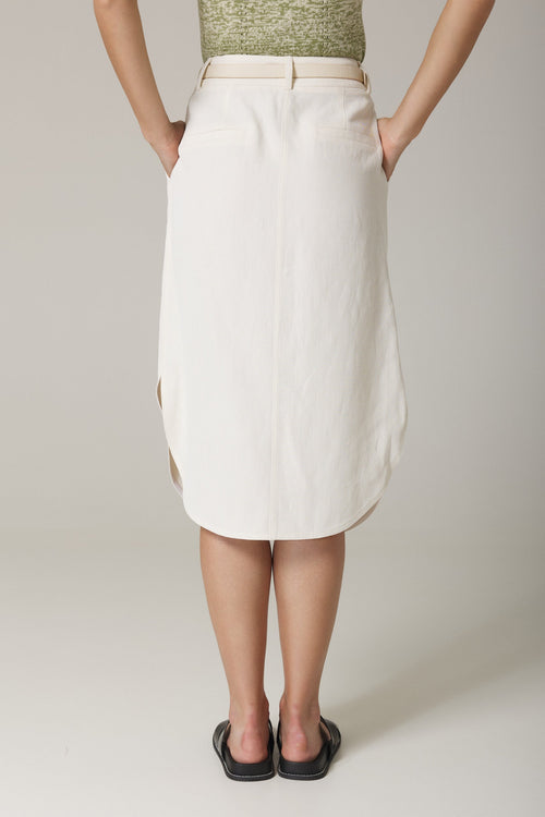 OLIA BELTED PENCIL SKIRT IN SAND