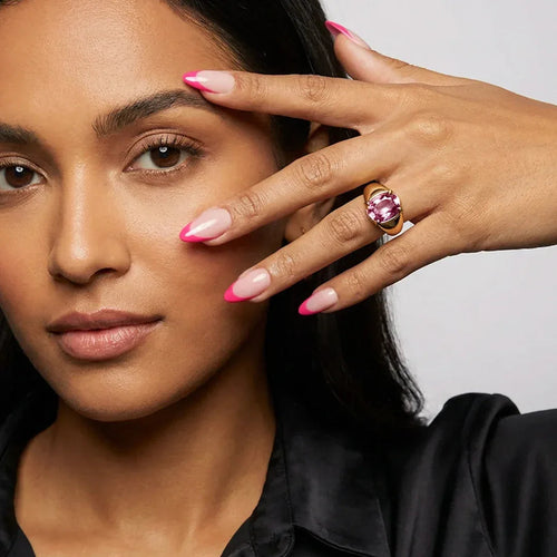 Summer Berry French Almond Nails - Press On Nails