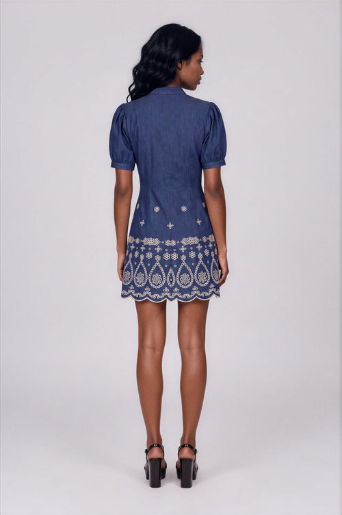 Ellena Dress – Denim/Ivory