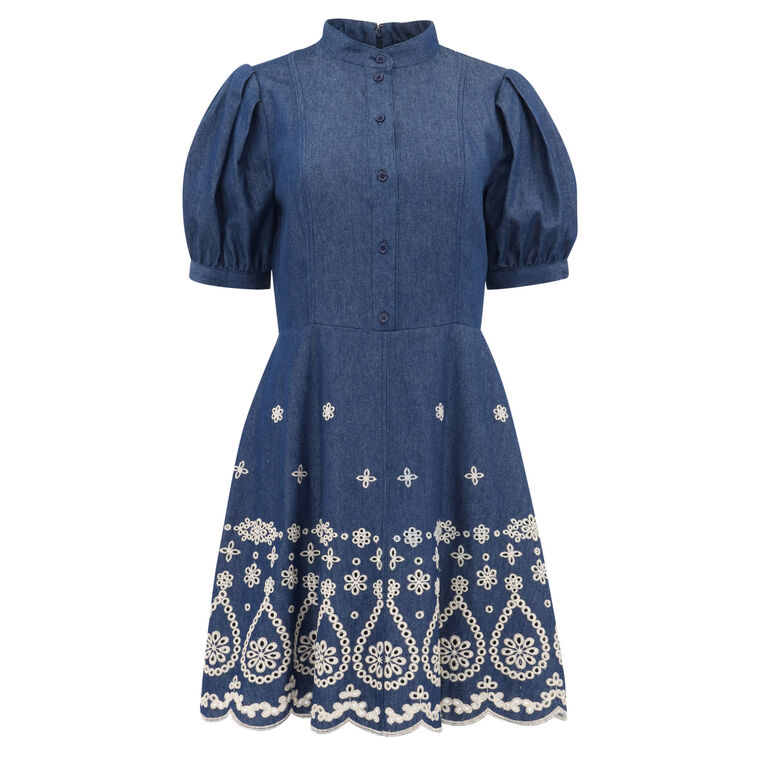 Ellena Dress – Denim/Ivory